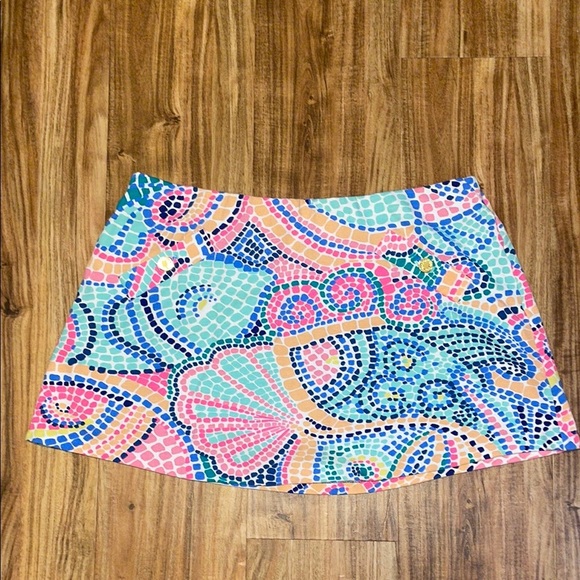 Lilly Pulitzer women’s large 12 14 skort skirt shorts mosaic pattern stretch - Picture 1 of 8